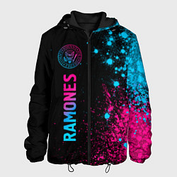 Куртка с капюшоном мужская Ramones - neon gradient по-вертикали, цвет: 3D-черный
