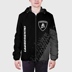 Куртка с капюшоном мужская Lamborghini speed на темном фоне со следами шин ве, цвет: 3D-черный — фото 2