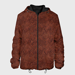 Куртка с капюшоном мужская Красно-коричневый имитация меха, цвет: 3D-черный