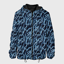 Куртка с капюшоном мужская Размытый пятнистый синий, цвет: 3D-черный