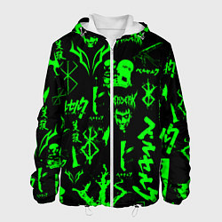 Куртка с капюшоном мужская Berserk neon green, цвет: 3D-белый