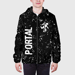 Куртка с капюшоном мужская Portal glitch на темном фоне вертикально, цвет: 3D-черный — фото 2
