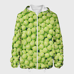 Куртка с капюшоном мужская Много теннисных мячей, цвет: 3D-белый