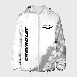Куртка с капюшоном мужская Chevrolet speed на светлом фоне со следами шин вер, цвет: 3D-белый