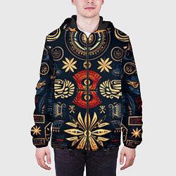 Куртка с капюшоном мужская Узор в славянском стиле, цвет: 3D-черный — фото 2