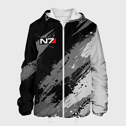 Куртка с капюшоном мужская N7 - mass effect monochrome, цвет: 3D-белый