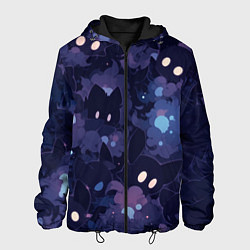 Куртка с капюшоном мужская Фиолетовые котики, цвет: 3D-черный