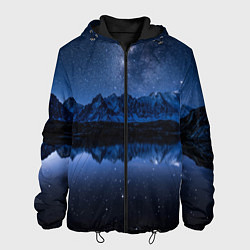Куртка с капюшоном мужская Галактическая зимняя ночь в горах, цвет: 3D-черный