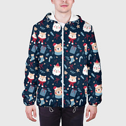 Куртка с капюшоном мужская New years pattern with animals, цвет: 3D-белый — фото 2