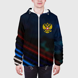 Куртка с капюшоном мужская Спортивная россия герб, цвет: 3D-белый — фото 2