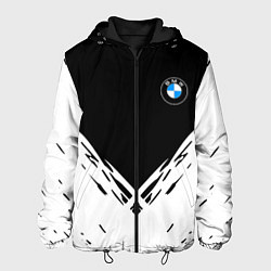 Куртка с капюшоном мужская BMW стильная геометрия спорт, цвет: 3D-черный