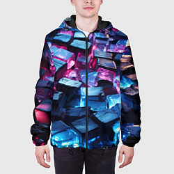 Куртка с капюшоном мужская Стеклянные прозрачные камушки, цвет: 3D-черный — фото 2
