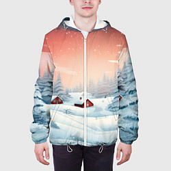 Куртка с капюшоном мужская Погружение в зимнюю атмосферу, цвет: 3D-белый — фото 2