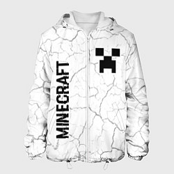 Куртка с капюшоном мужская Minecraft glitch на светлом фоне вертикально, цвет: 3D-белый