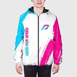 Куртка с капюшоном мужская Need for Speed neon gradient style вертикально, цвет: 3D-черный — фото 2