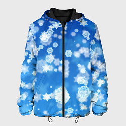 Мужская куртка Декоративные снежинки на синем