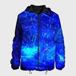 Куртка с капюшоном мужская Синий лёд и снежинки, цвет: 3D-черный