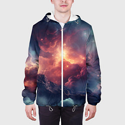 Куртка с капюшоном мужская Космические облака, цвет: 3D-белый — фото 2