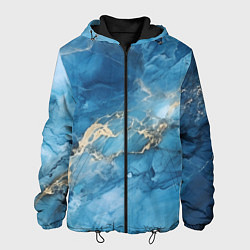 Куртка с капюшоном мужская Синий мрамор, цвет: 3D-черный