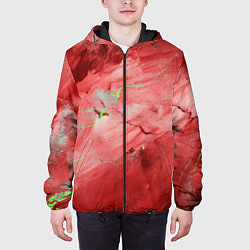 Куртка с капюшоном мужская Красный мрамор, цвет: 3D-черный — фото 2
