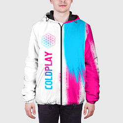 Куртка с капюшоном мужская Coldplay neon gradient style по-вертикали, цвет: 3D-черный — фото 2