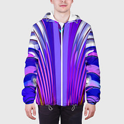 Куртка с капюшоном мужская Фиолетовые линии и полосы, цвет: 3D-белый — фото 2