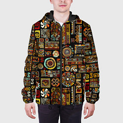 Куртка с капюшоном мужская Африканский этнический орнамент, цвет: 3D-черный — фото 2