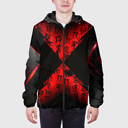 Куртка с капюшоном мужская Иероглифы и текстуры, цвет: 3D-черный — фото 2