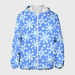 Куртка с капюшоном мужская Мультяшные снежинки, цвет: 3D-белый