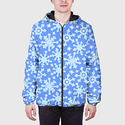 Куртка с капюшоном мужская Мультяшные снежинки, цвет: 3D-черный — фото 2