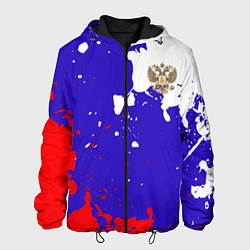 Куртка с капюшоном мужская Российский герб на триколоре, цвет: 3D-черный