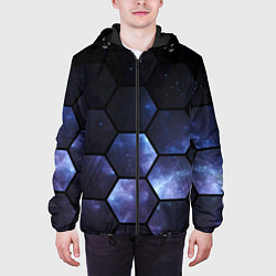 Куртка с капюшоном мужская Космические соты - геометрия, цвет: 3D-черный — фото 2
