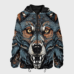 Куртка с капюшоном мужская Дикий волк с узорами, цвет: 3D-черный