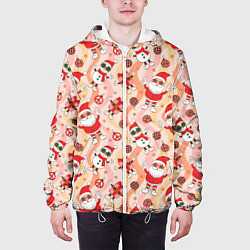 Куртка с капюшоном мужская Праздничный новогодний узор, цвет: 3D-белый — фото 2