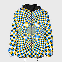 Куртка с капюшоном мужская Оптическая иллюзия арт, цвет: 3D-черный