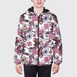 Куртка с капюшоном мужская Карпы кои и лилии, цвет: 3D-черный — фото 2
