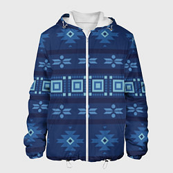 Куртка с капюшоном мужская Blue tribal geometric, цвет: 3D-белый