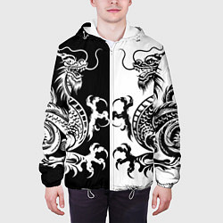 Куртка с капюшоном мужская Черный и белый дракон, цвет: 3D-белый — фото 2
