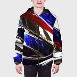 Куртка с капюшоном мужская Металлические абстрактные вставки, цвет: 3D-черный — фото 2