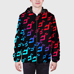 Куртка с капюшоном мужская JoJos Bizarre битво лого неон, цвет: 3D-черный — фото 2