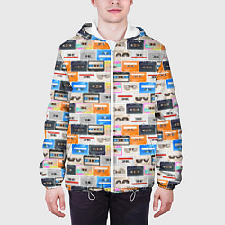 Куртка с капюшоном мужская Ретро магнитофонные кассеты, цвет: 3D-белый — фото 2