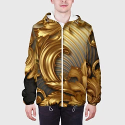 Куртка с капюшоном мужская Золотая текстура и абстракции, цвет: 3D-белый — фото 2