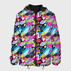 Куртка с капюшоном мужская Цветочный листопад, цвет: 3D-черный