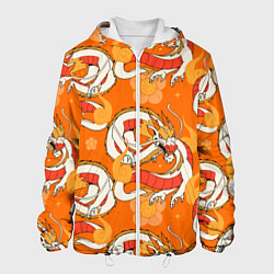 Куртка с капюшоном мужская Оранжевый дракон 2024, цвет: 3D-белый