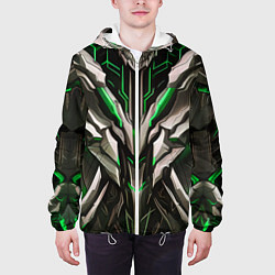 Куртка с капюшоном мужская Зелёная кибер броня модерн, цвет: 3D-белый — фото 2