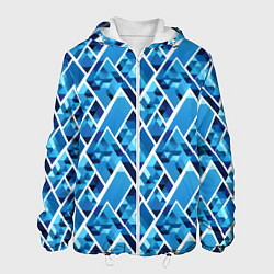 Куртка с капюшоном мужская Синие треугольники и белые полосы, цвет: 3D-белый