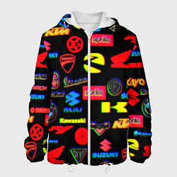 Куртка с капюшоном мужская Все логотипы авто бренды, цвет: 3D-белый