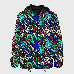 Куртка с капюшоном мужская Абстрактный цветной узор, цвет: 3D-черный