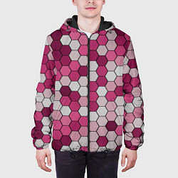 Куртка с капюшоном мужская Камуфляж гексагон розовый, цвет: 3D-черный — фото 2