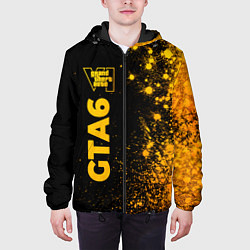 Куртка с капюшоном мужская GTA6 - gold gradient по-вертикали, цвет: 3D-черный — фото 2